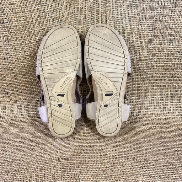 Earth Sandal  Leather  Slip On Slingback  Bungie Straps Beige Size 6.5 M - Picture 11 of 12